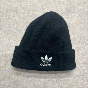 Adidas Black Knit Trefoil Logo Beanie Toboggin Hat One Size Fits Women